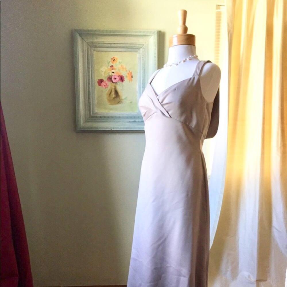 Tan/beige satin ballgown/prom dress Sz10 Stunning!